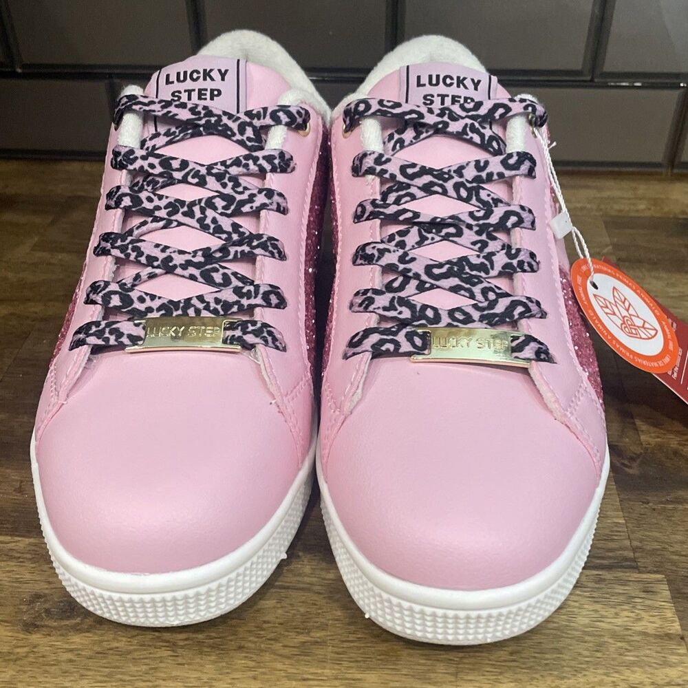 LUCKY STEP Women's Fashion Star Sneaker Pink Glitter  US 8